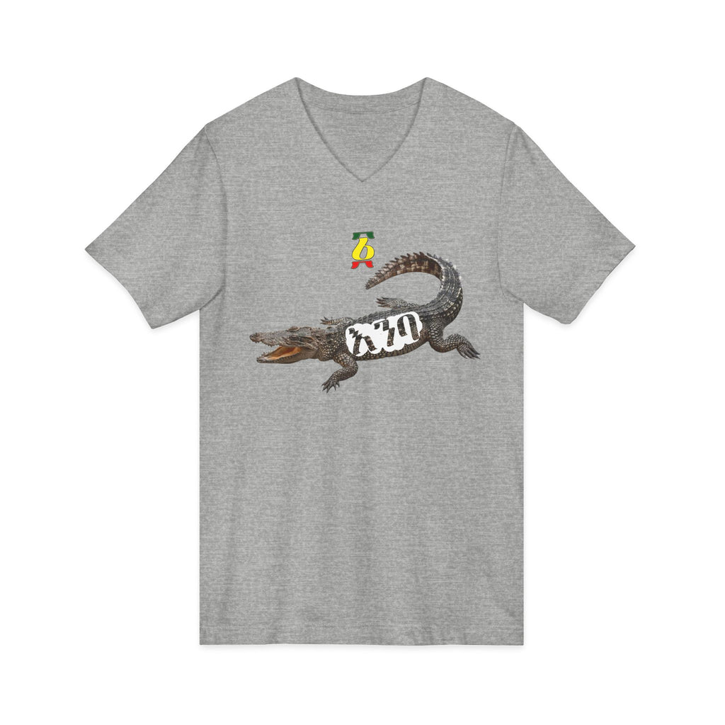 Alligator Graphic V-Neck Tee – Vintage Crocodile Illustration Shirt
