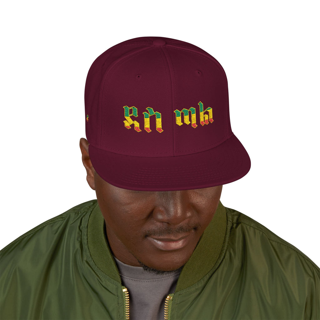 Rasta Embroidered Snapback Hat – Colorful Reggae Leaf Design