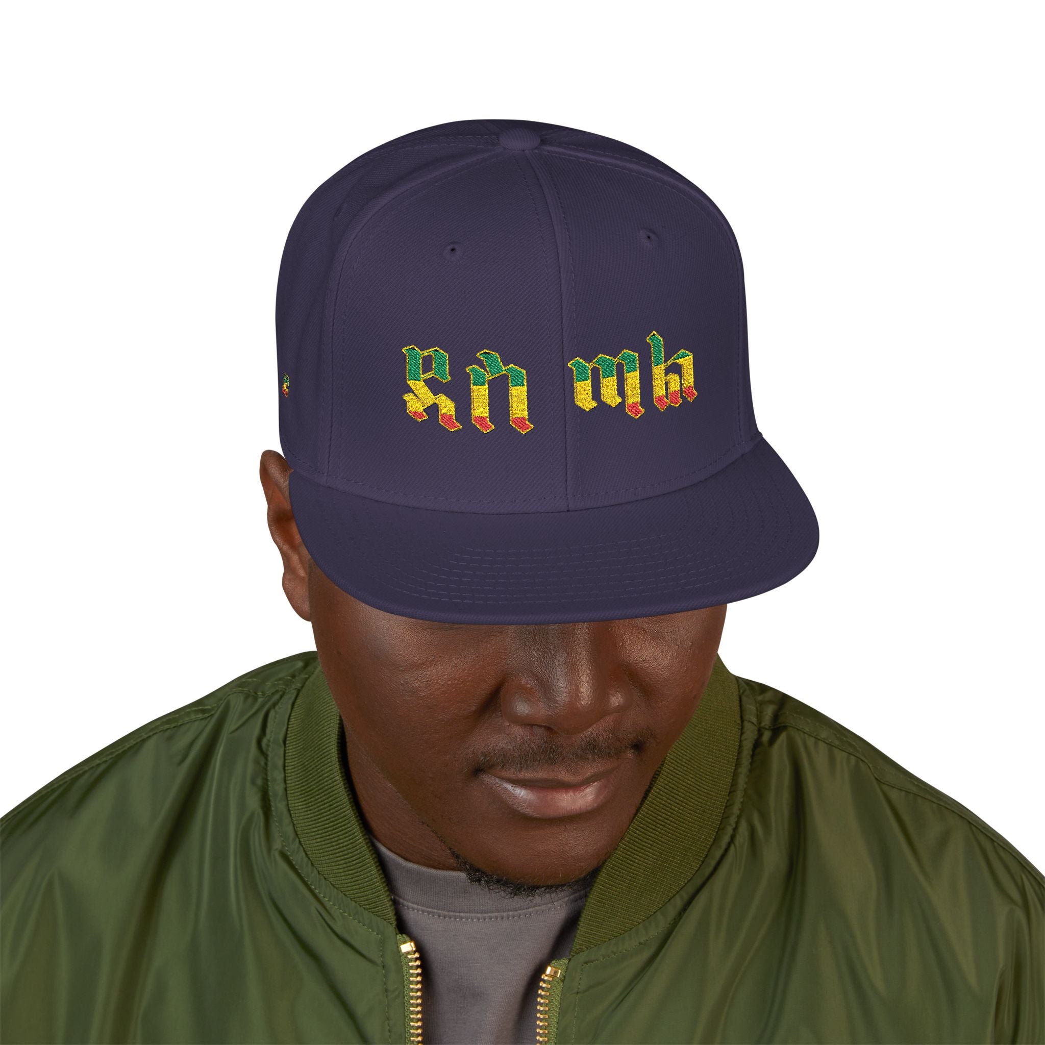 Rasta Embroidered Snapback Hat – Colorful Reggae Leaf Design