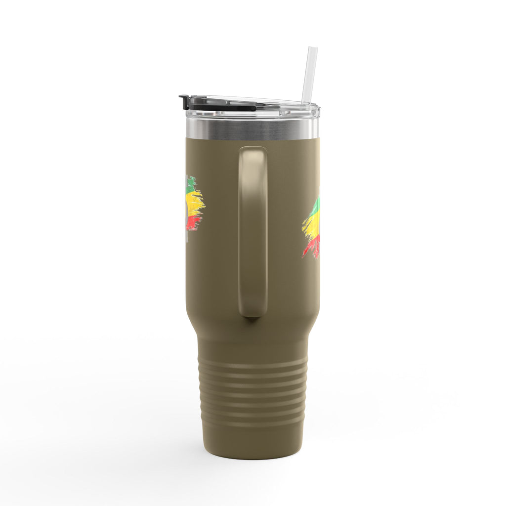 40oz Insulated Travel Mug — Colorful Brushstroke Number 6 Design