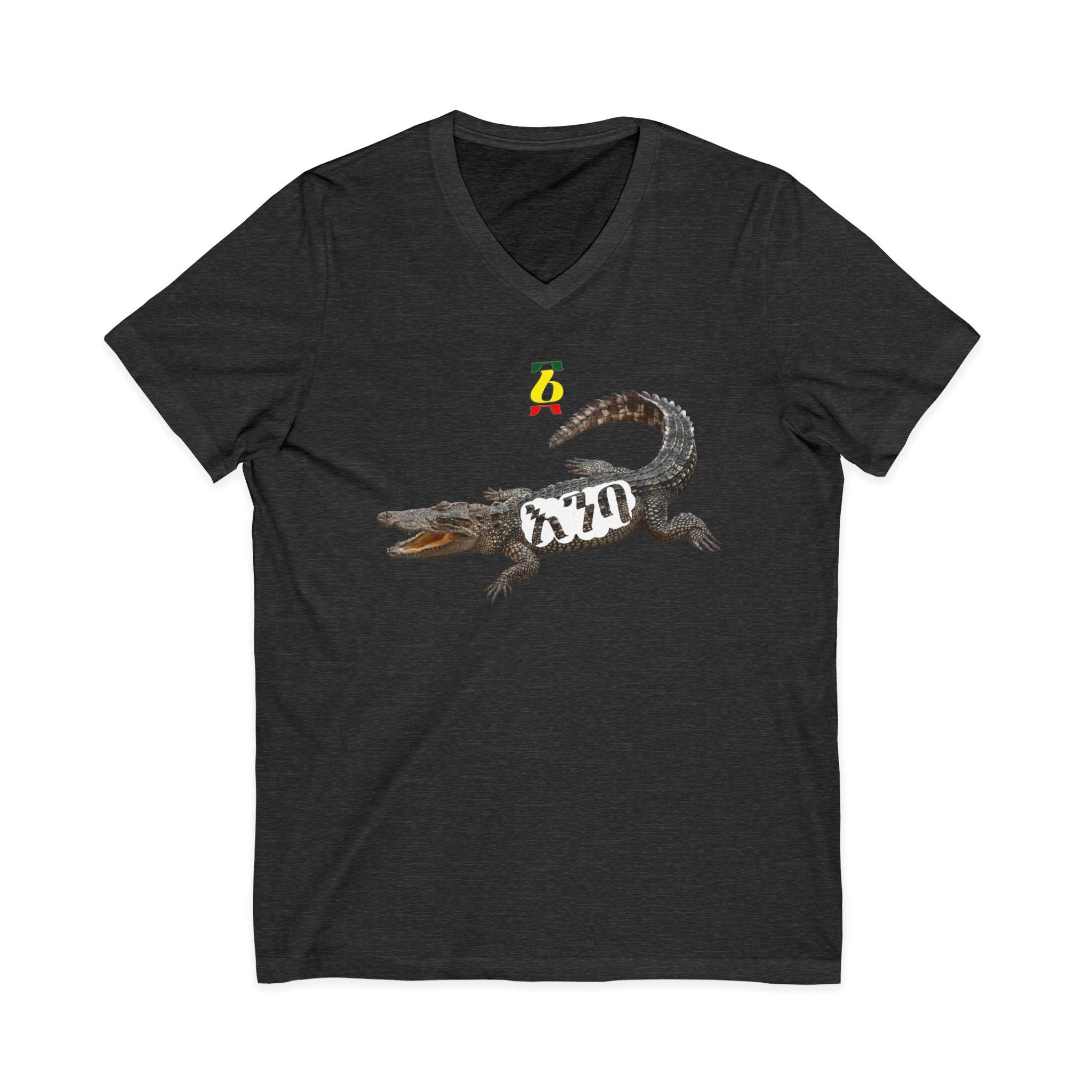 Alligator Graphic V-Neck Tee – Vintage Crocodile Illustration Shirt