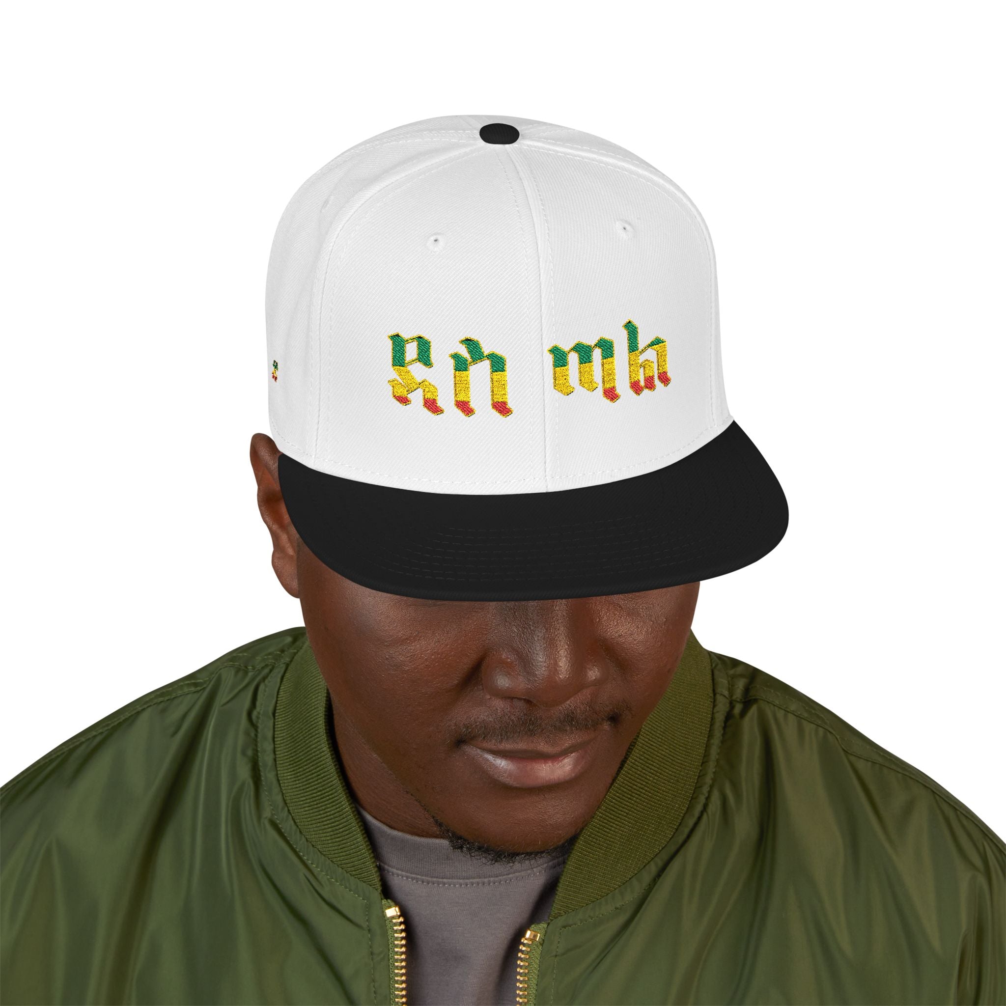 Rasta Embroidered Snapback Hat – Colorful Reggae Leaf Design