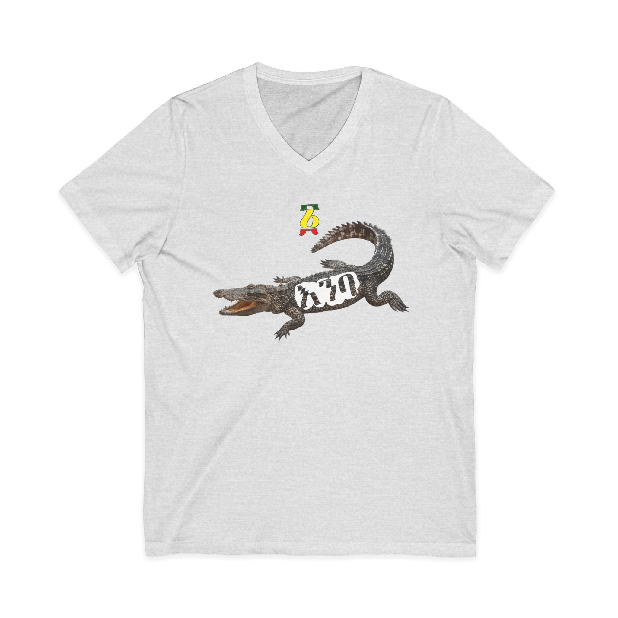Alligator Graphic V-Neck Tee – Vintage Crocodile Illustration Shirt