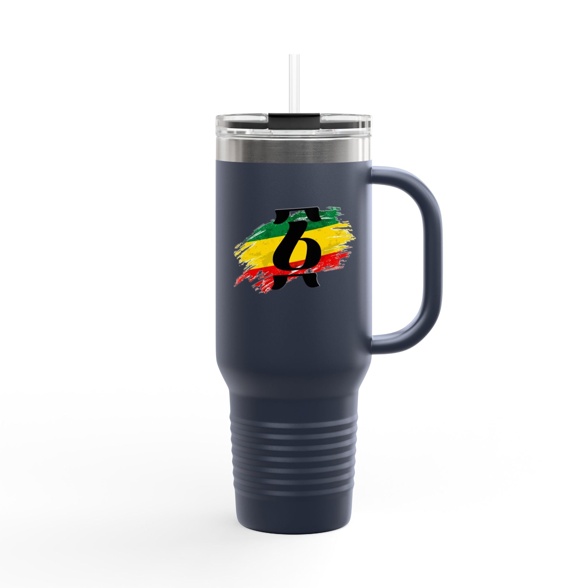 40oz Insulated Travel Mug — Colorful Brushstroke Number 6 Design