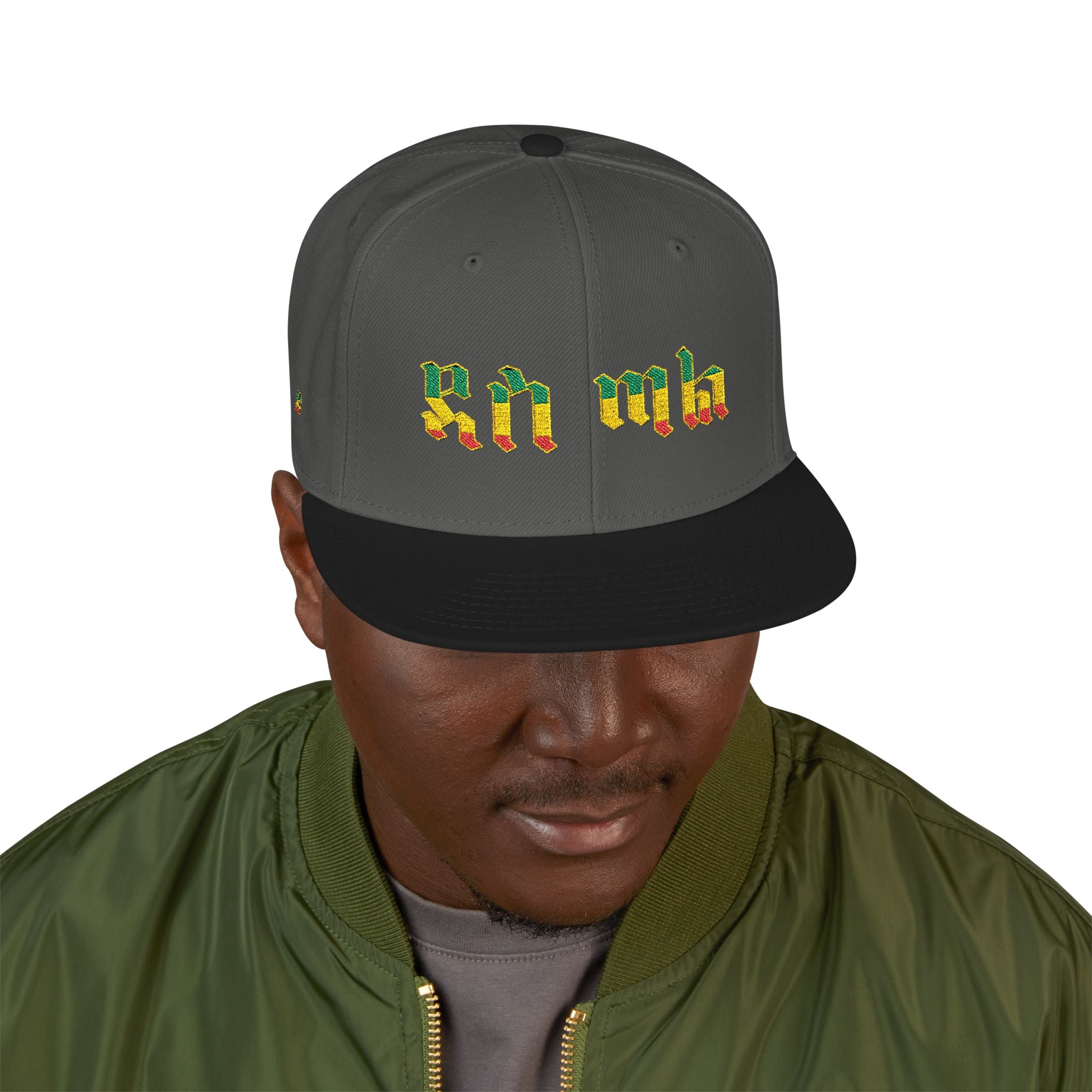 Rasta Embroidered Snapback Hat – Colorful Reggae Leaf Design