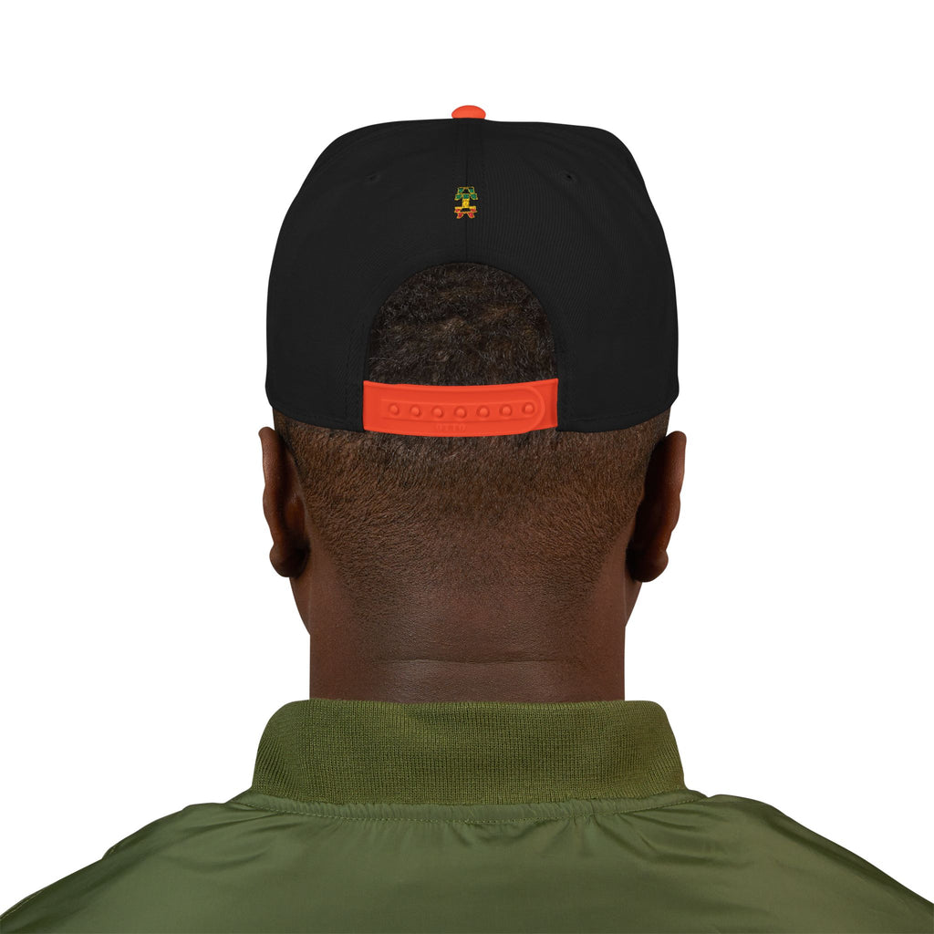 Rasta Embroidered Snapback Hat – Colorful Reggae Leaf Design
