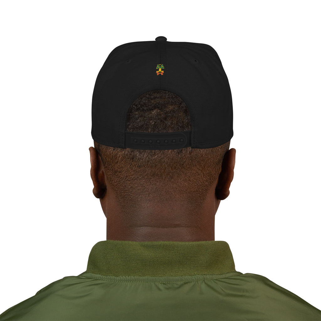 Rasta Embroidered Snapback Hat – Colorful Reggae Leaf Design