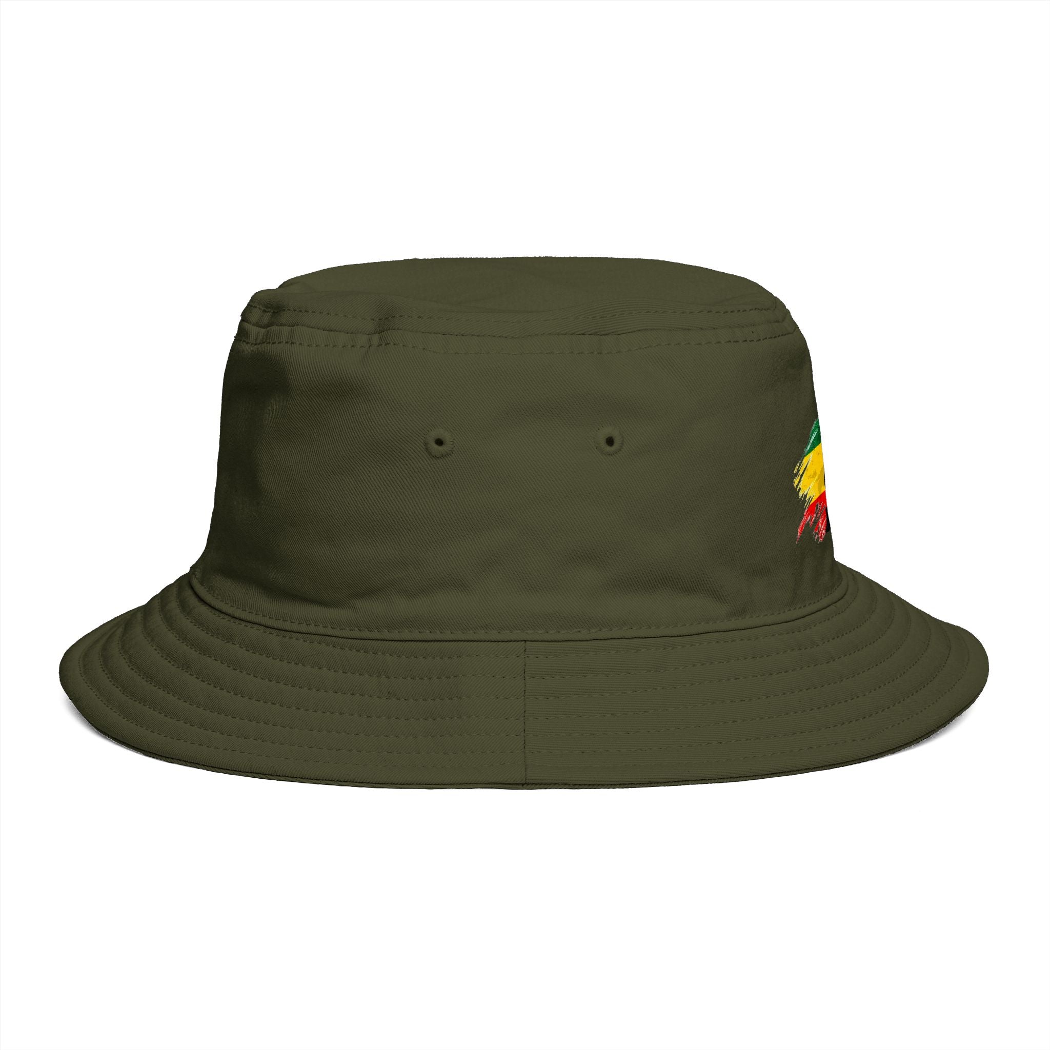 Rastafari Colors Bucket Hat with Ethiopia Lion of Judah Symbol
