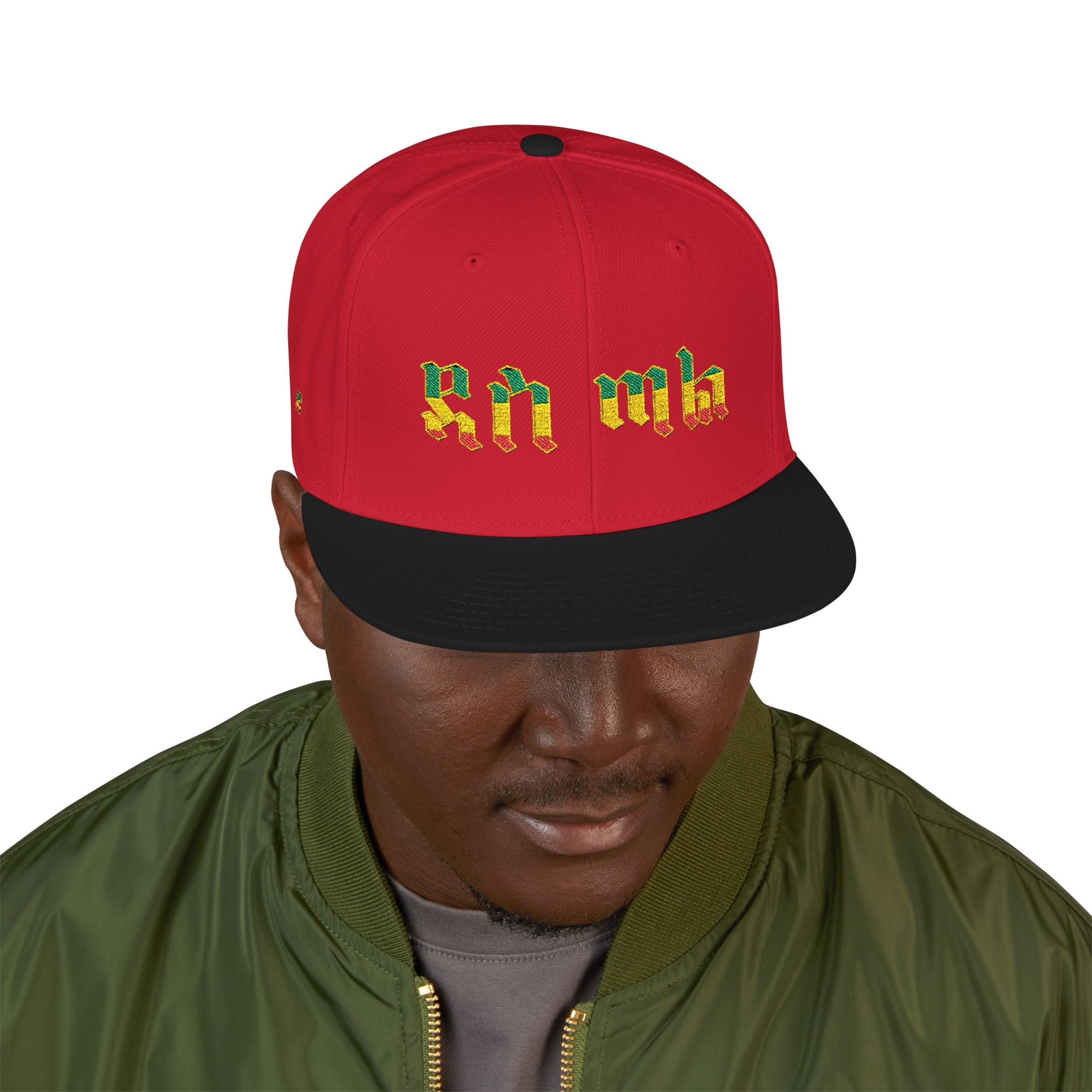 Rasta Embroidered Snapback Hat – Colorful Reggae Leaf Design