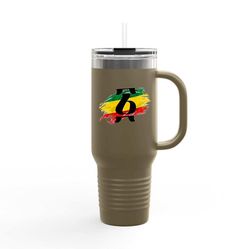 40oz Insulated Travel Mug — Colorful Brushstroke Number 6 Design