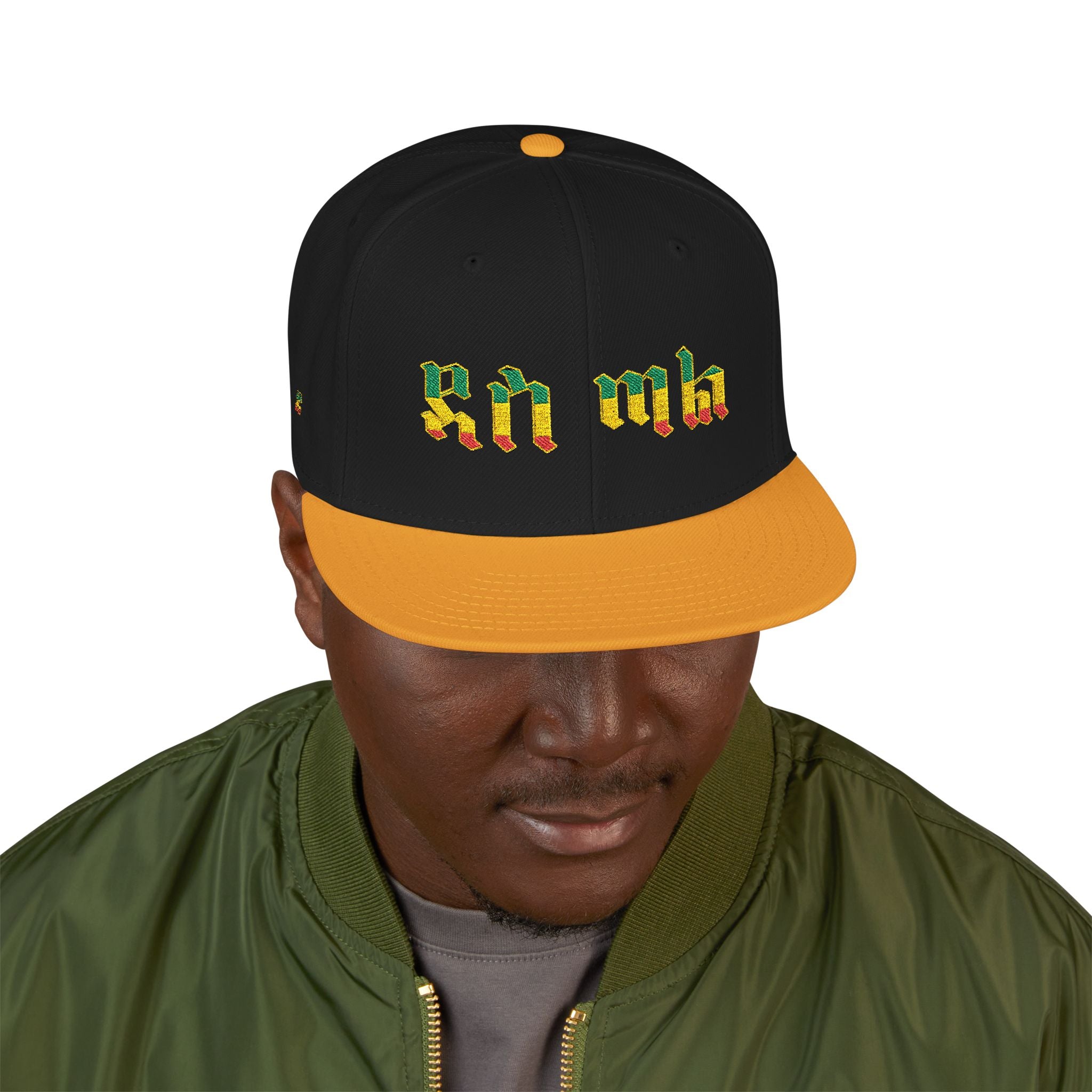 Rasta Embroidered Snapback Hat – Colorful Reggae Leaf Design