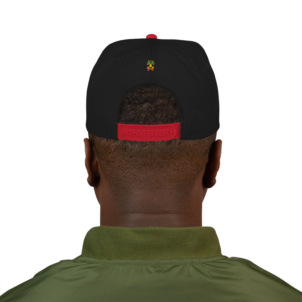 Rasta Embroidered Snapback Hat – Colorful Reggae Leaf Design