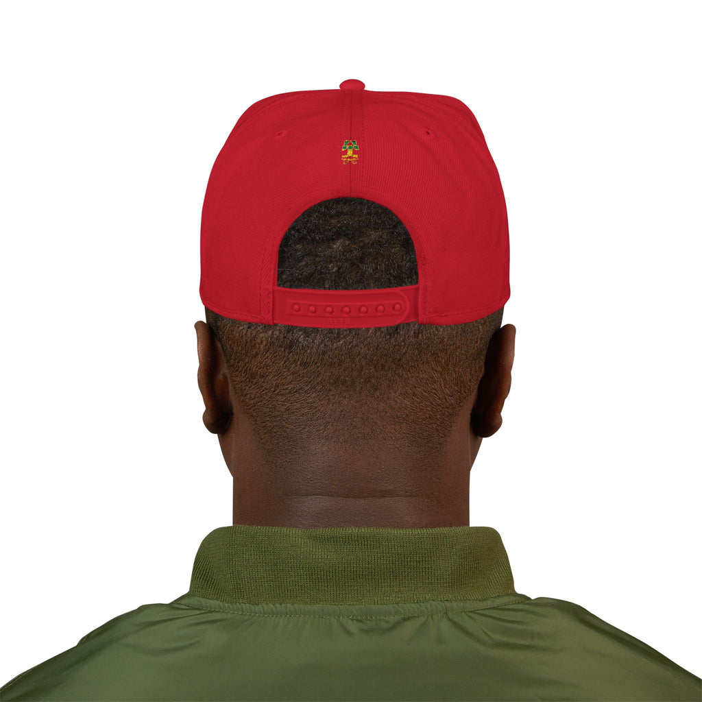 Rasta Embroidered Snapback Hat – Colorful Reggae Leaf Design