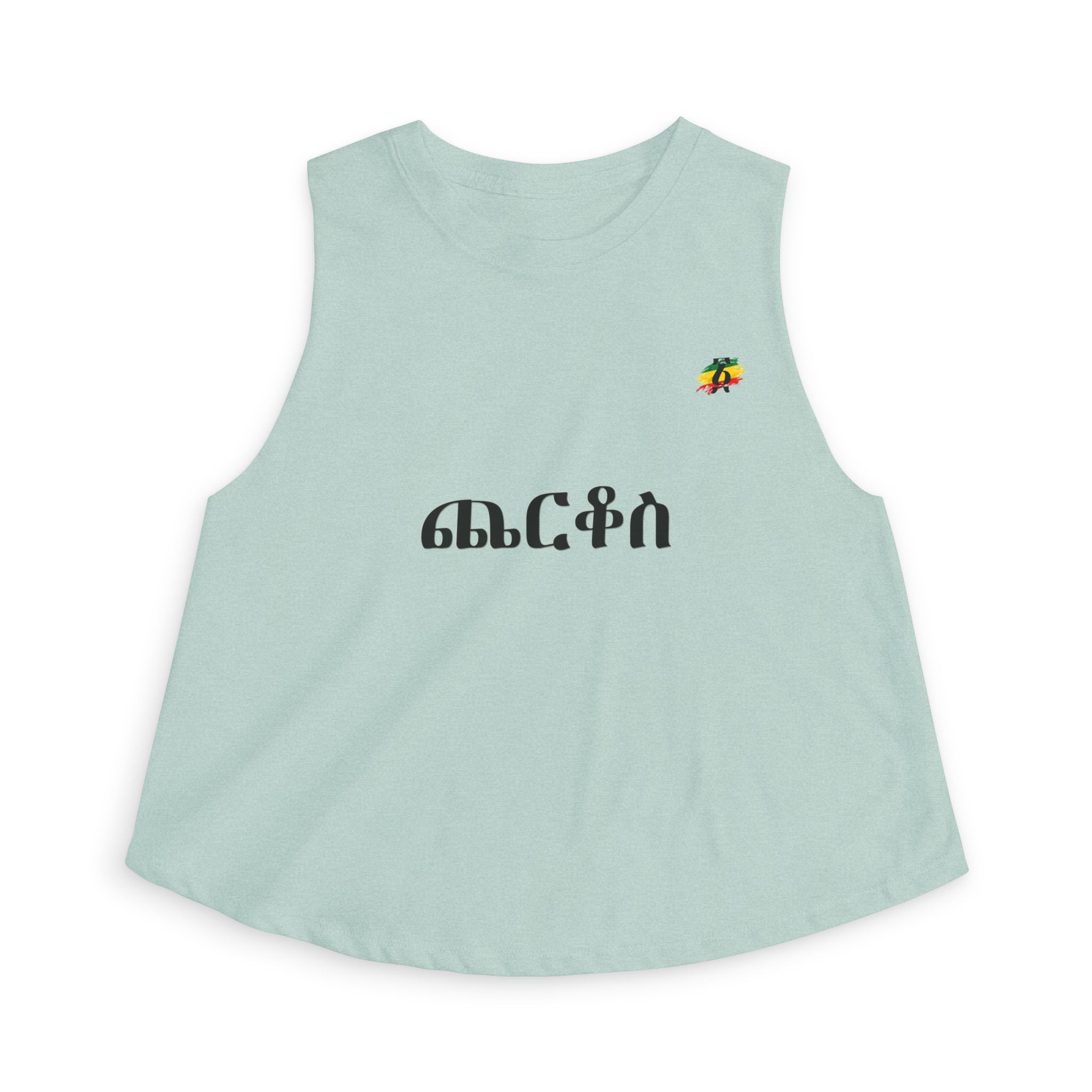 Amharic Script Women's Crop Top — Minimal Ethiopian Typography Tank