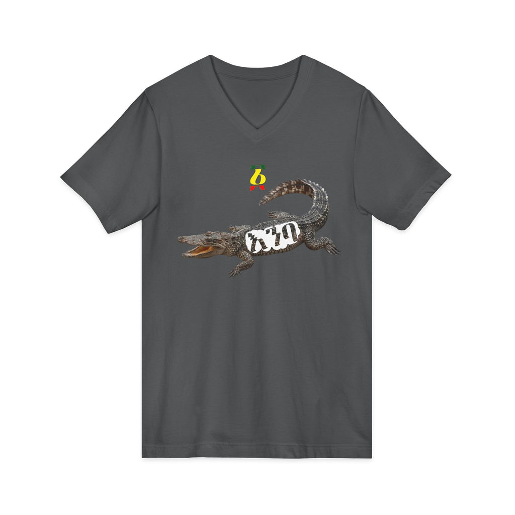 Alligator Graphic V-Neck Tee – Vintage Crocodile Illustration Shirt