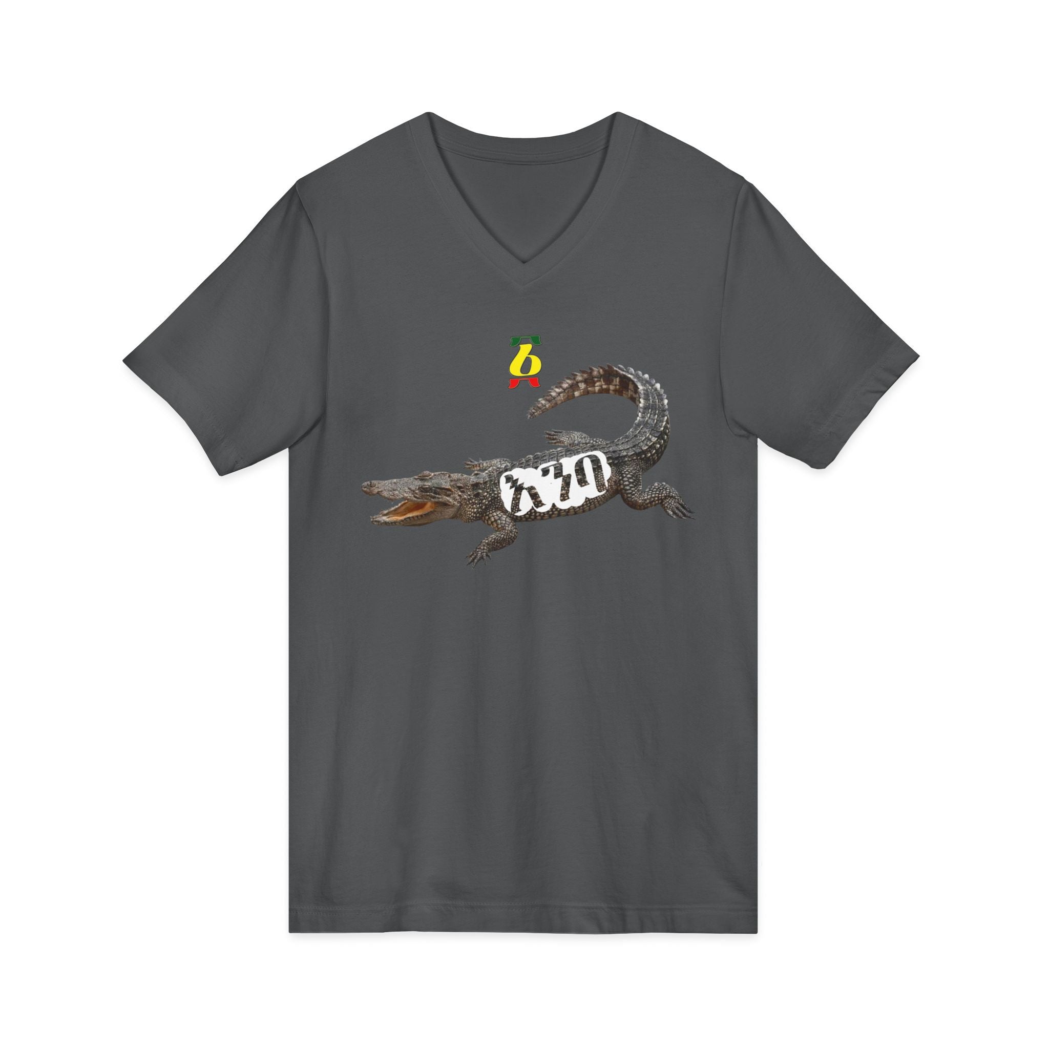 Alligator Graphic V-Neck Tee – Vintage Crocodile Illustration Shirt