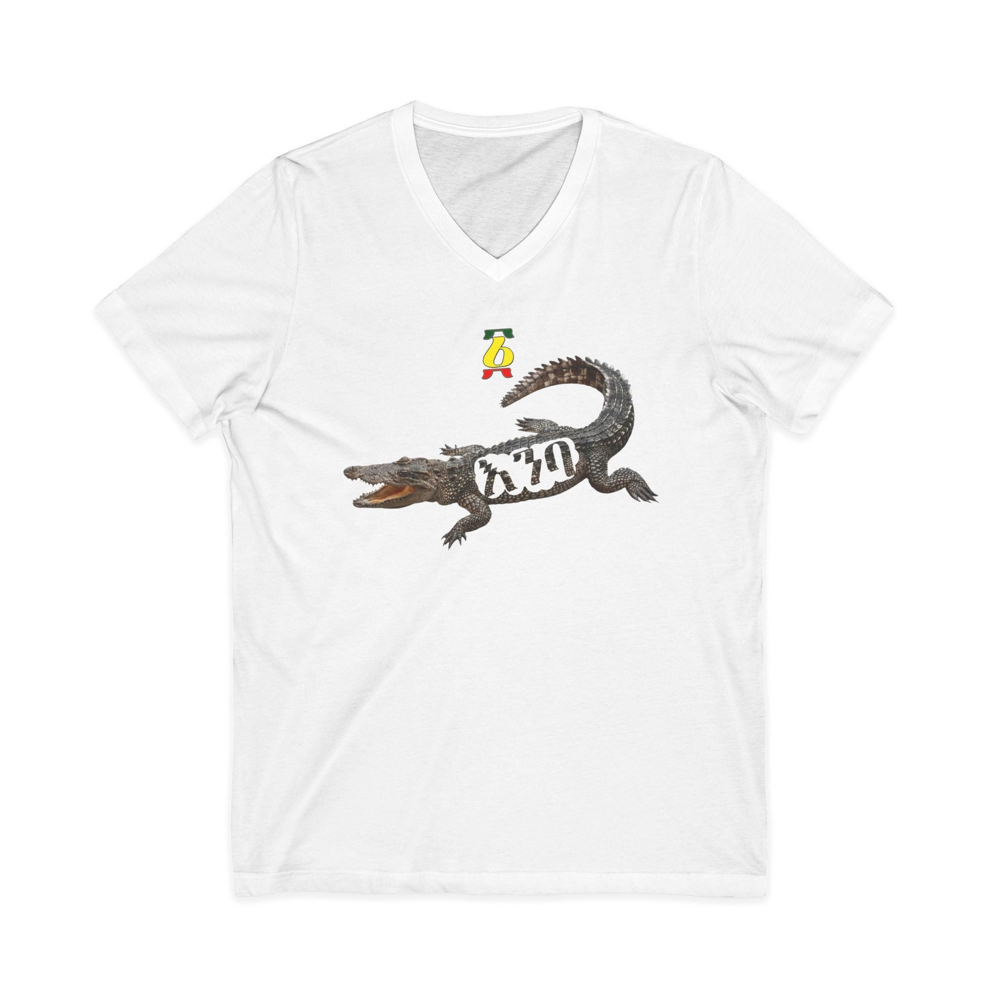Alligator Graphic V-Neck Tee – Vintage Crocodile Illustration Shirt