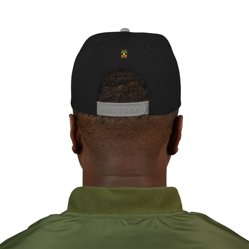 Rasta Embroidered Snapback Hat – Colorful Reggae Leaf Design