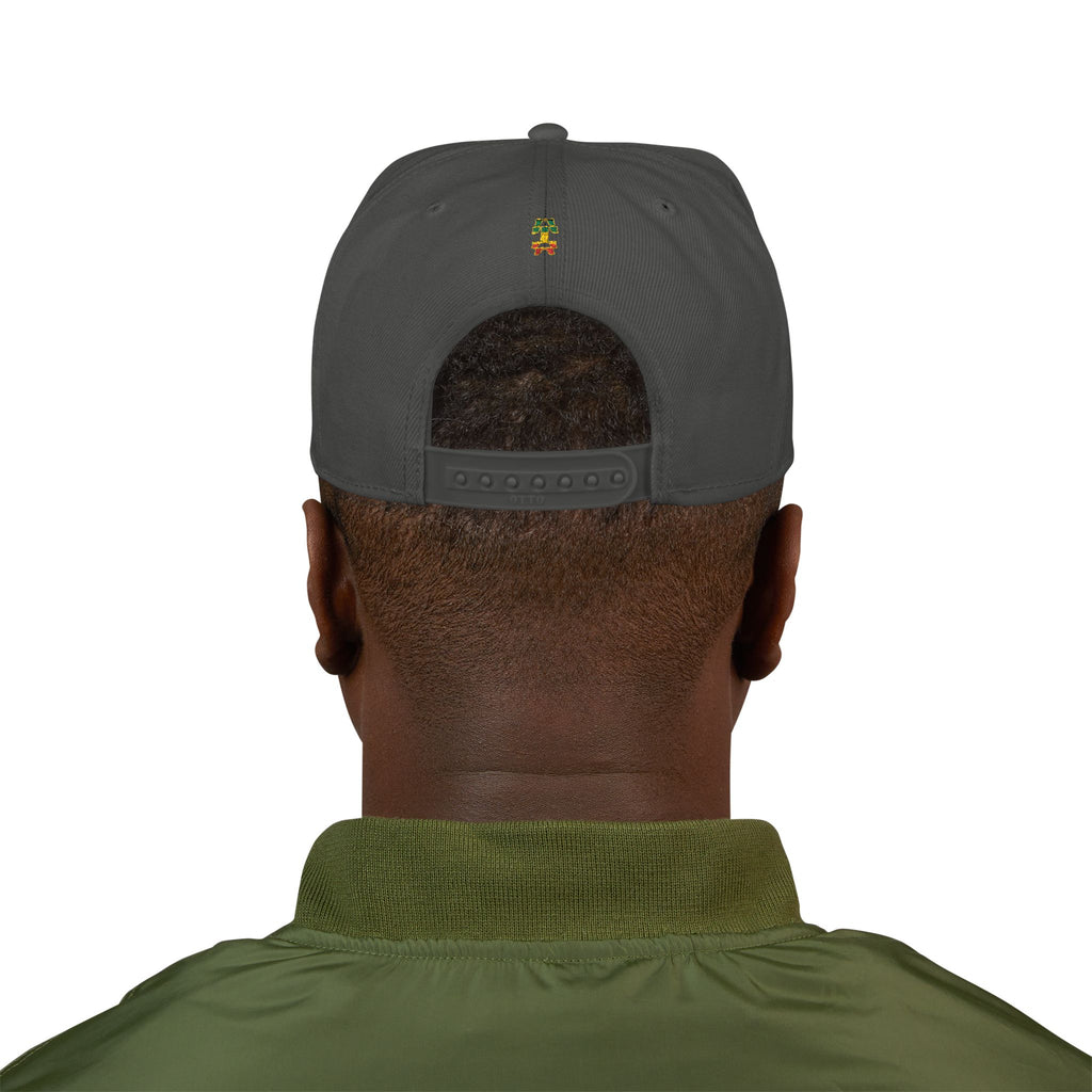 Rasta Embroidered Snapback Hat – Colorful Reggae Leaf Design