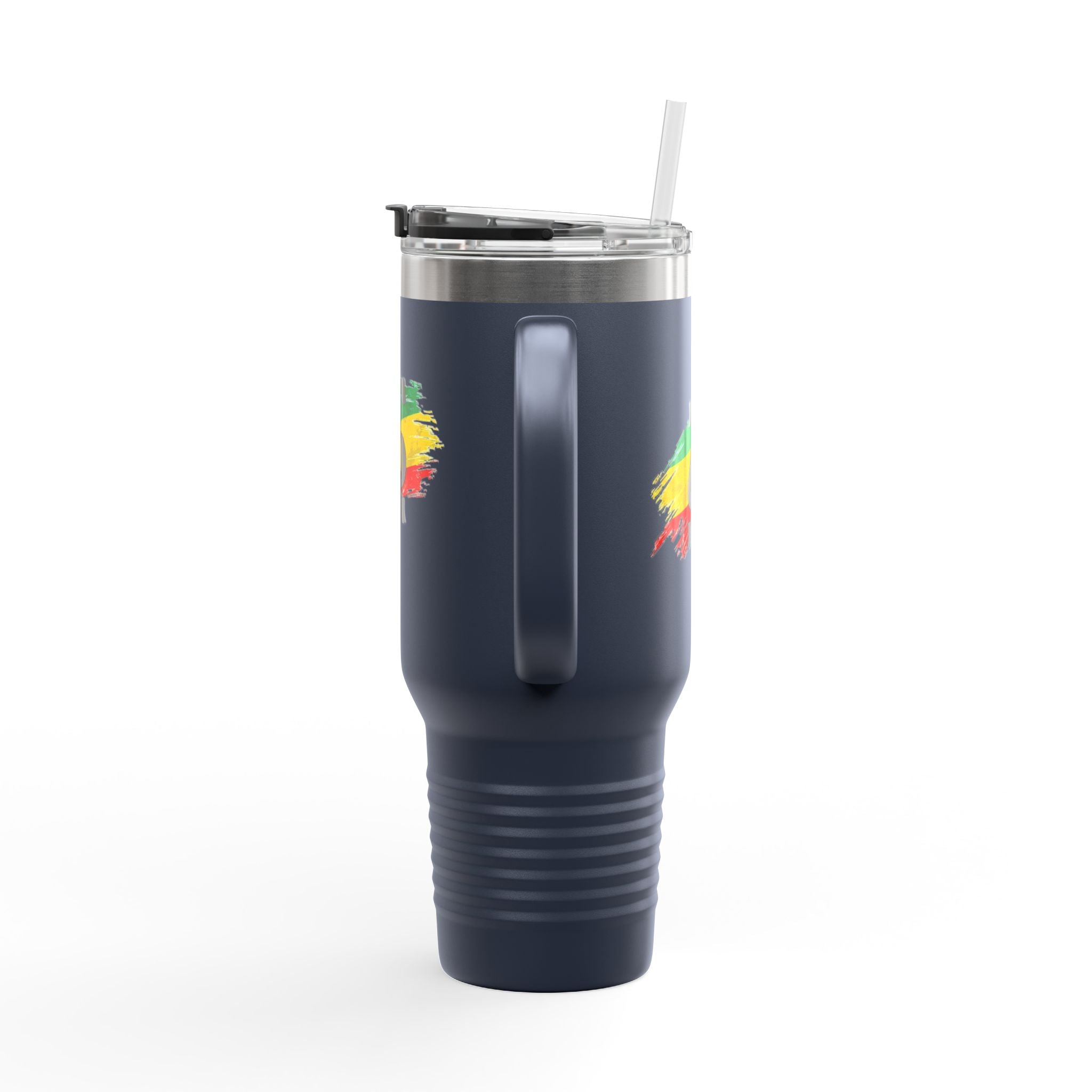 40oz Insulated Travel Mug — Colorful Brushstroke Number 6 Design
