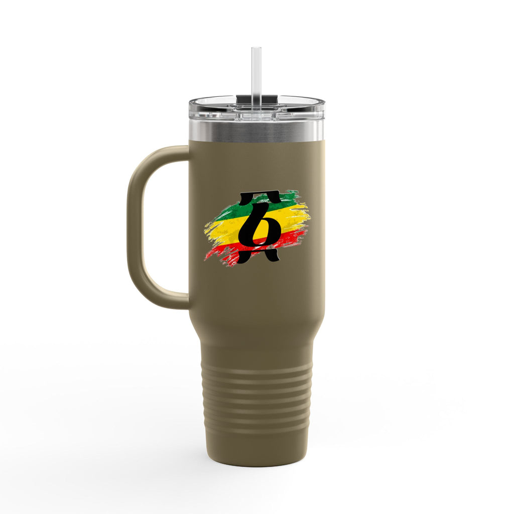 40oz Insulated Travel Mug — Colorful Brushstroke Number 6 Design