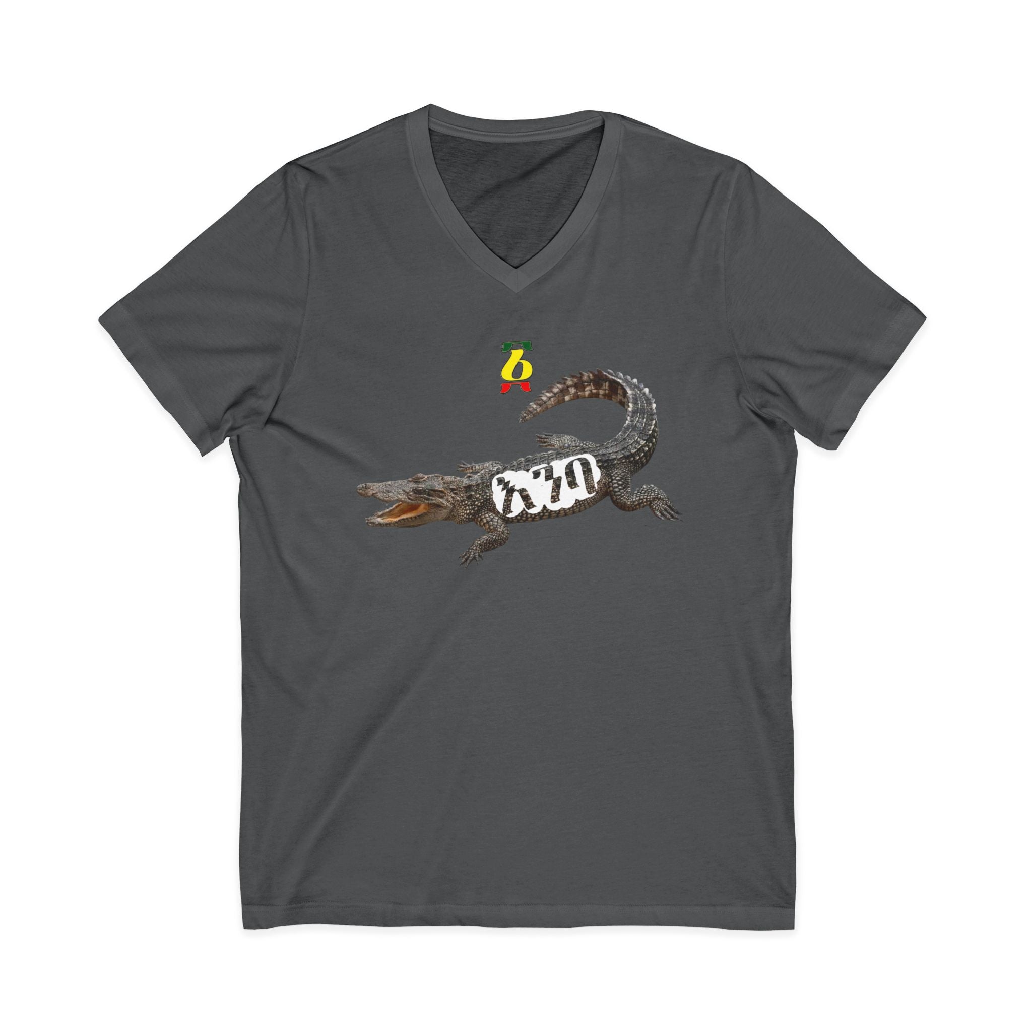 Alligator Graphic V-Neck Tee – Vintage Crocodile Illustration Shirt