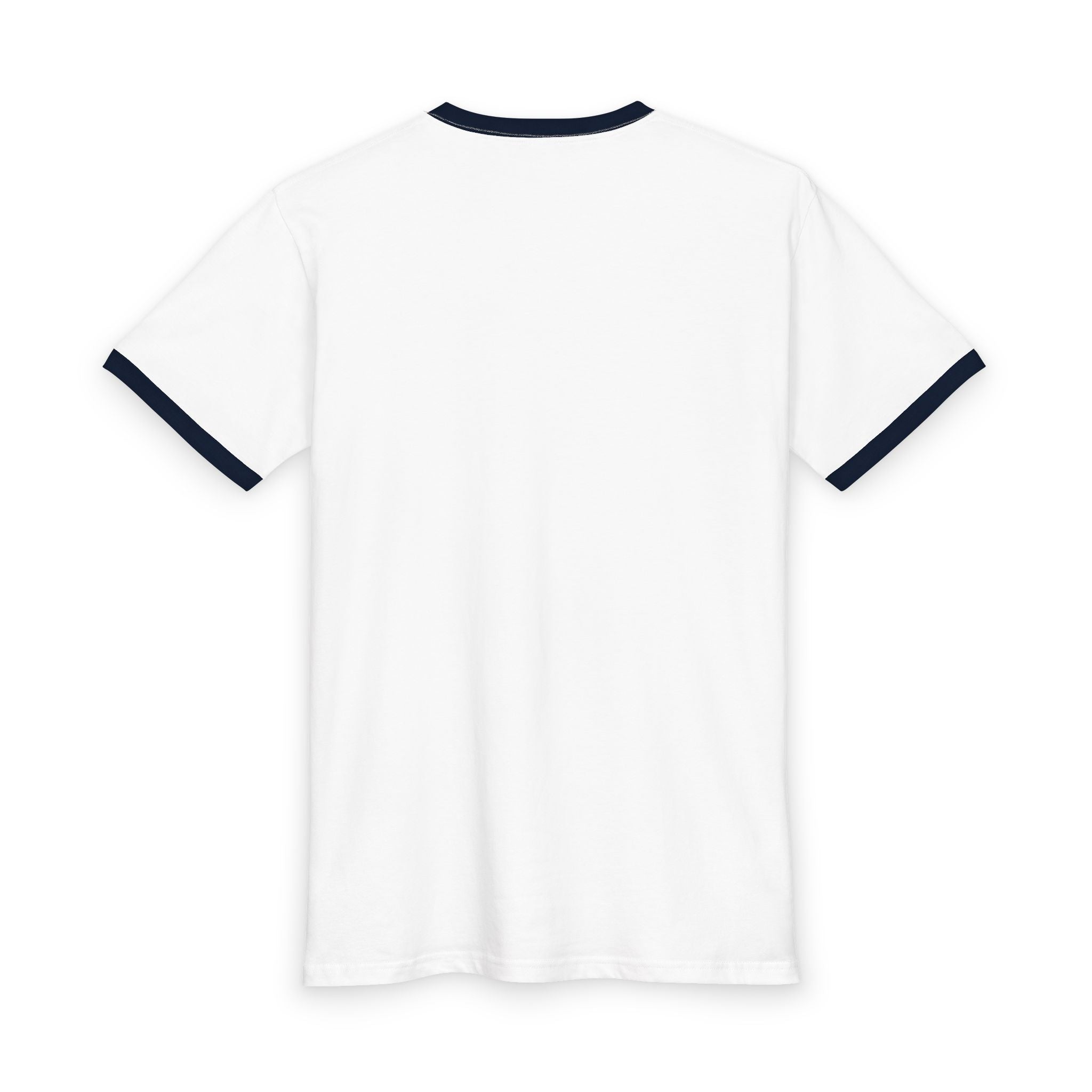 Retro Ringer Tee — Minimalist Script Logo with Small Colorful Icon