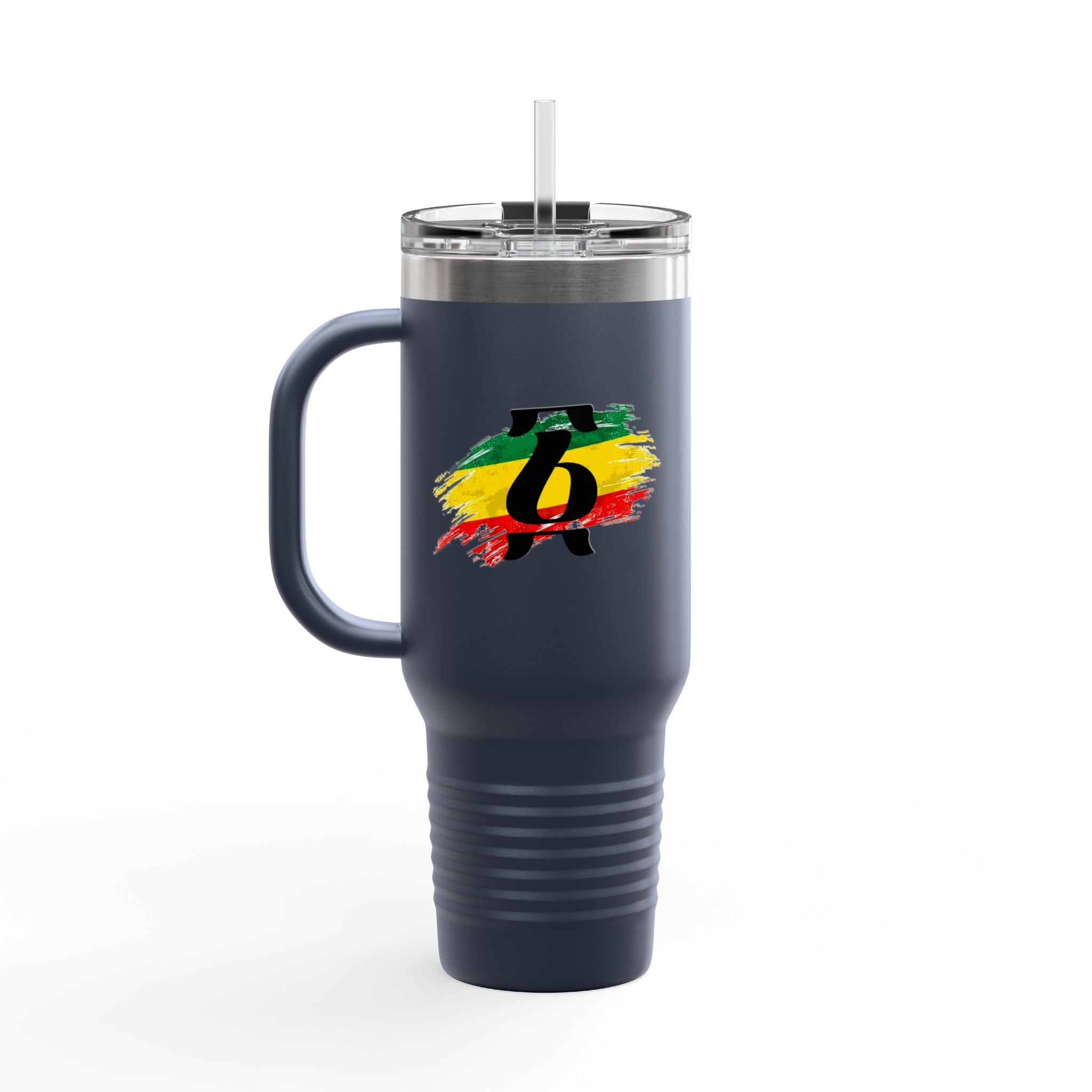 40oz Insulated Travel Mug — Colorful Brushstroke Number 6 Design