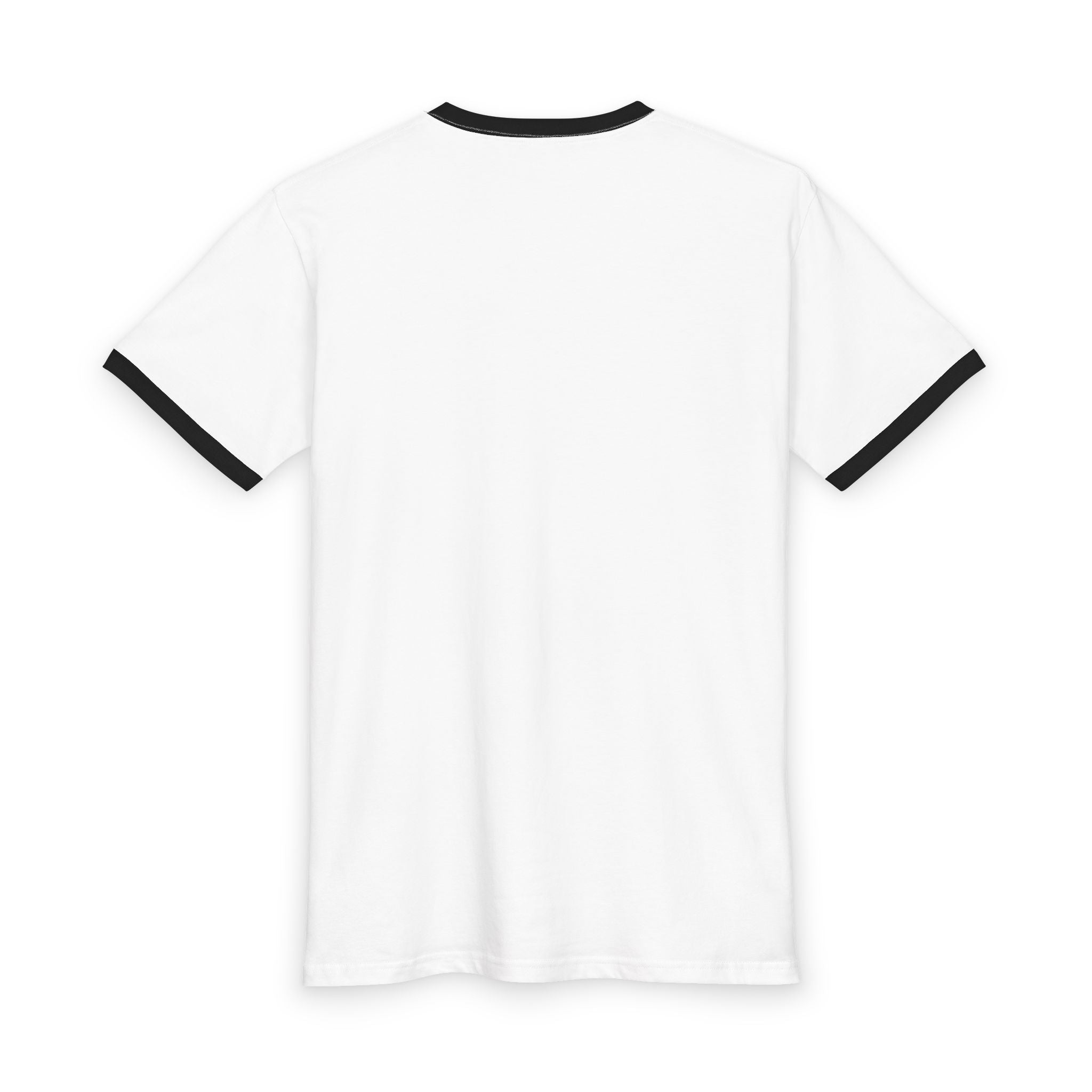 Retro Ringer Tee — Minimalist Script Logo with Small Colorful Icon