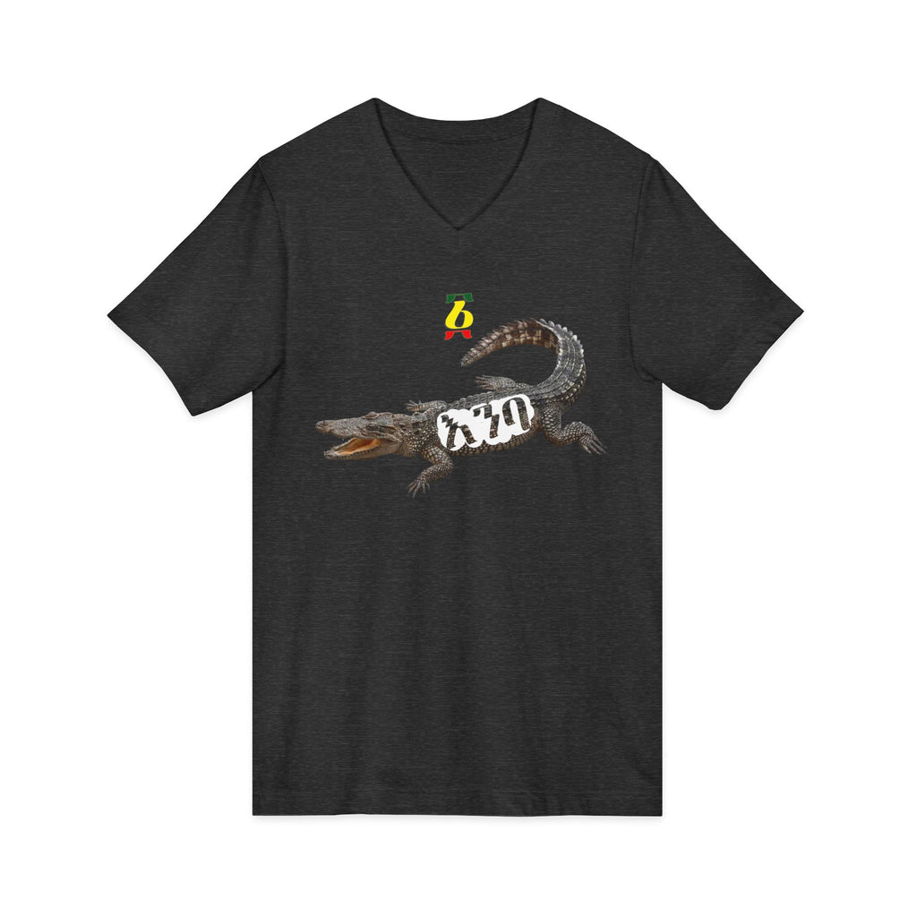 Alligator Graphic V-Neck Tee – Vintage Crocodile Illustration Shirt