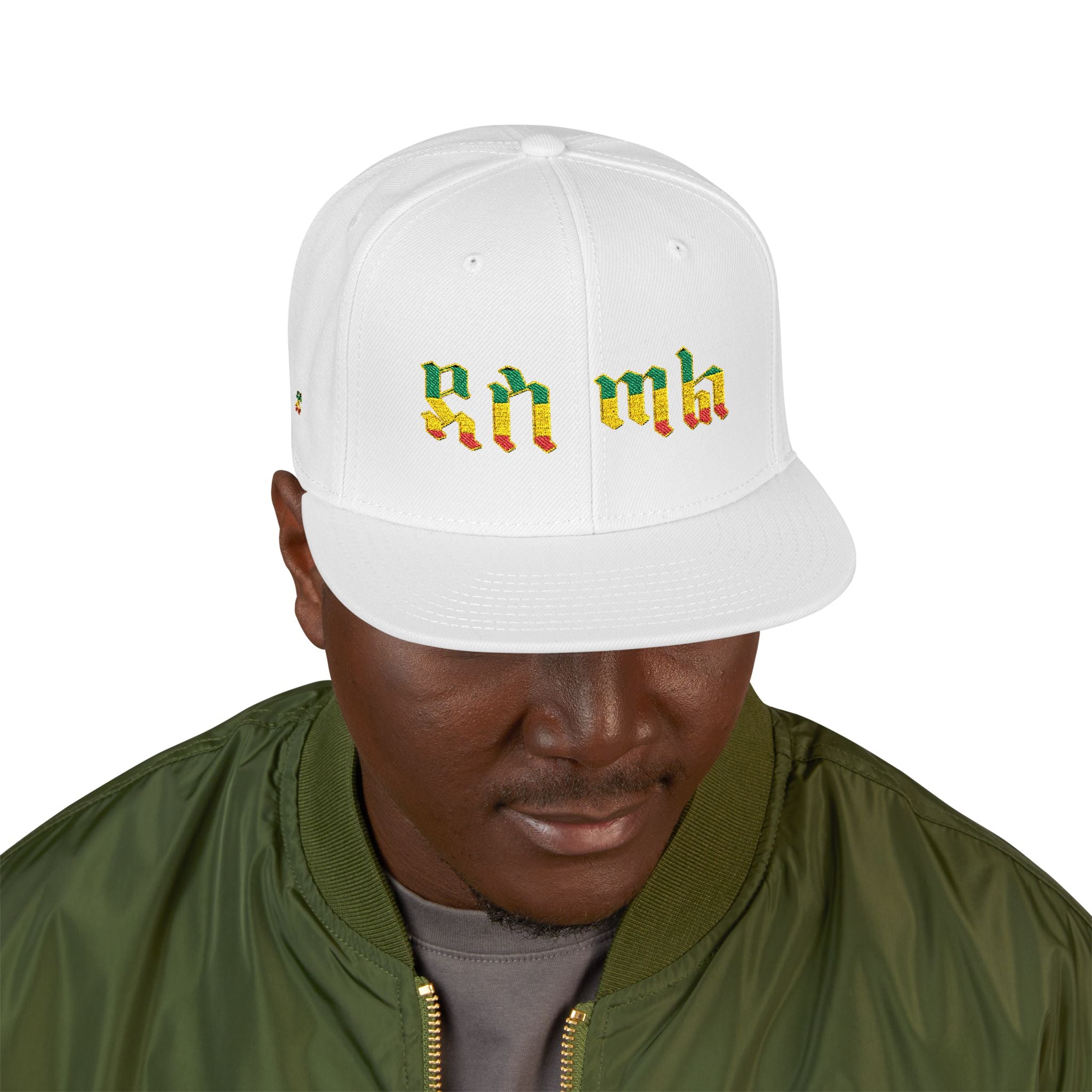 Rasta Embroidered Snapback Hat – Colorful Reggae Leaf Design