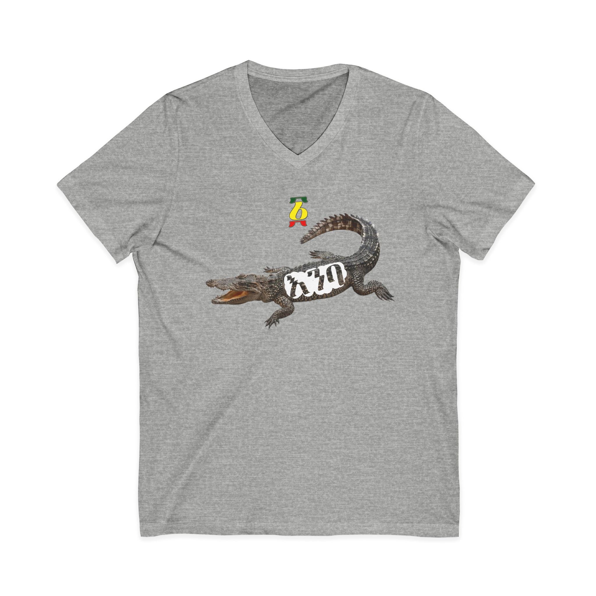Alligator Graphic V-Neck Tee – Vintage Crocodile Illustration Shirt