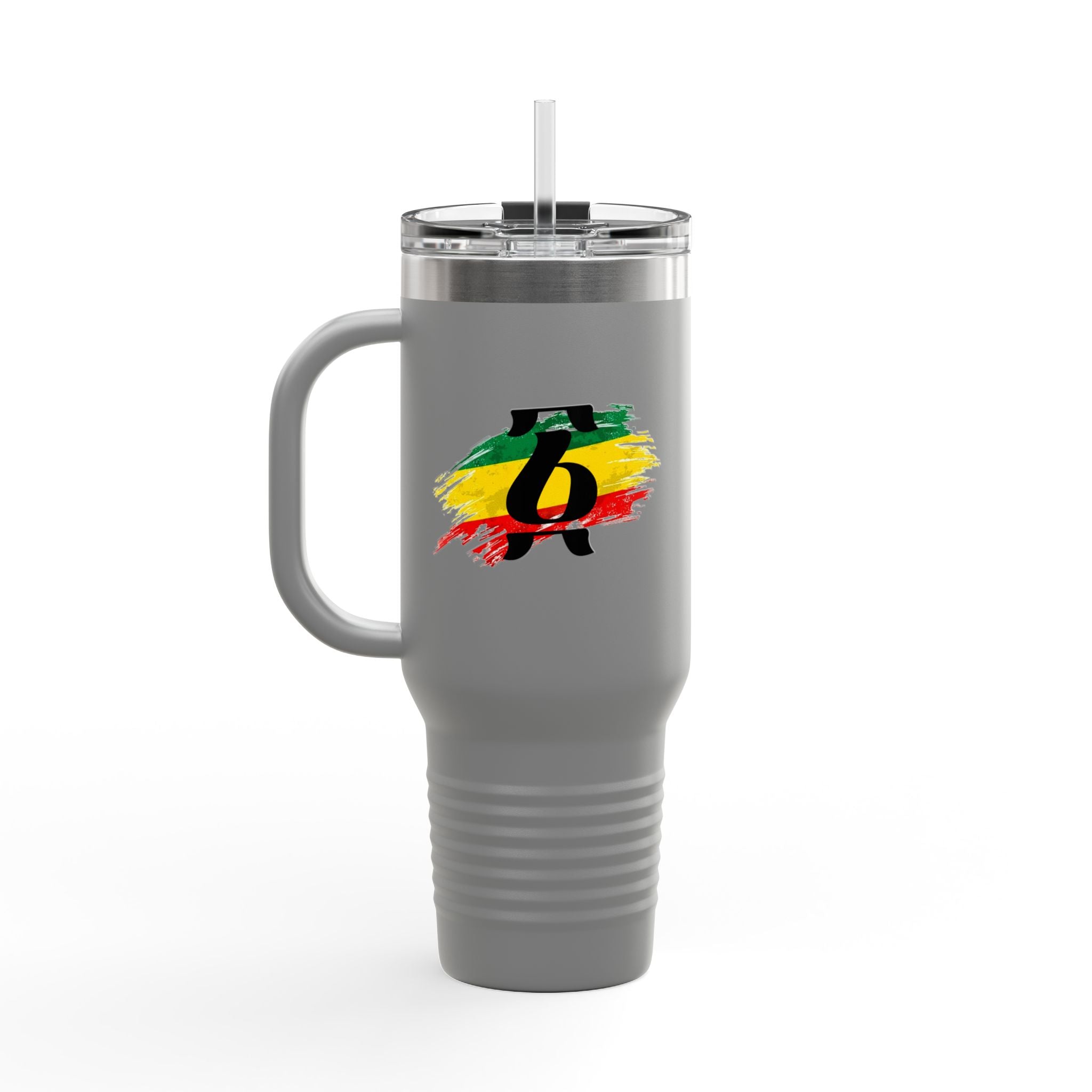 40oz Insulated Travel Mug — Colorful Brushstroke Number 6 Design