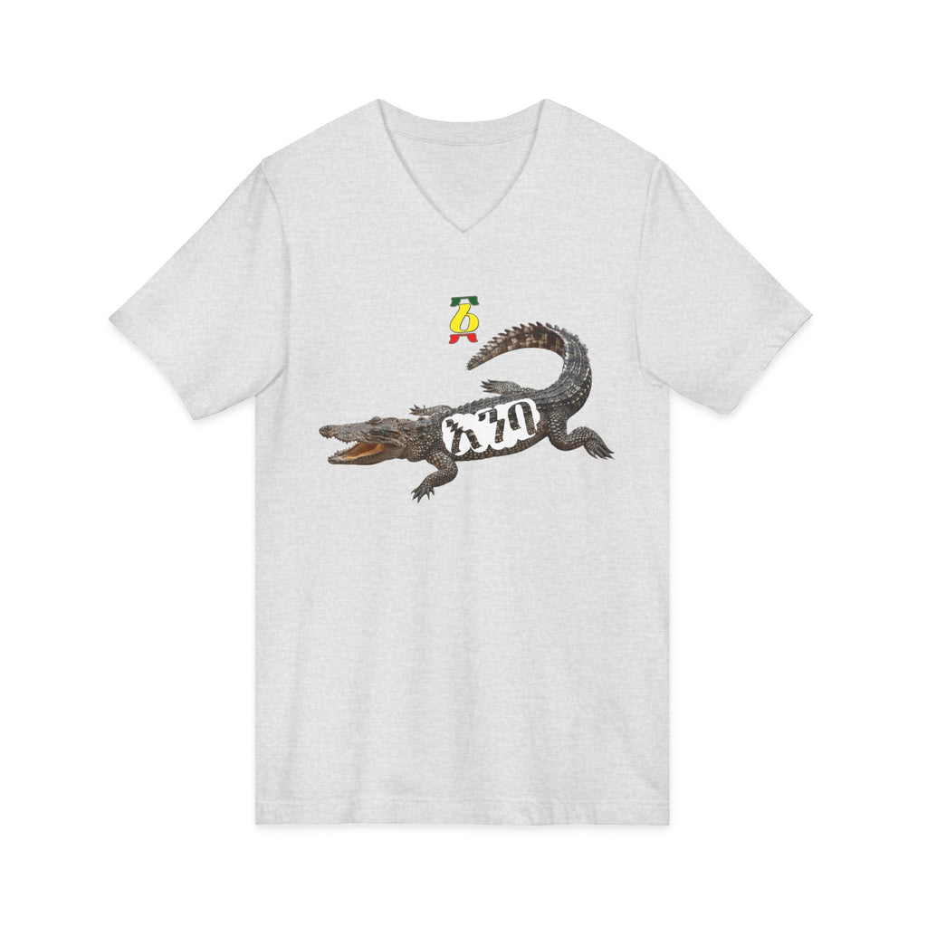 Alligator Graphic V-Neck Tee – Vintage Crocodile Illustration Shirt