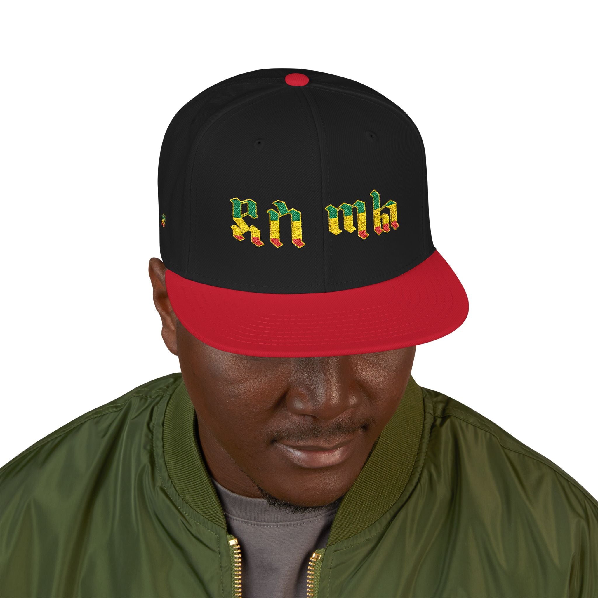Rasta Embroidered Snapback Hat – Colorful Reggae Leaf Design