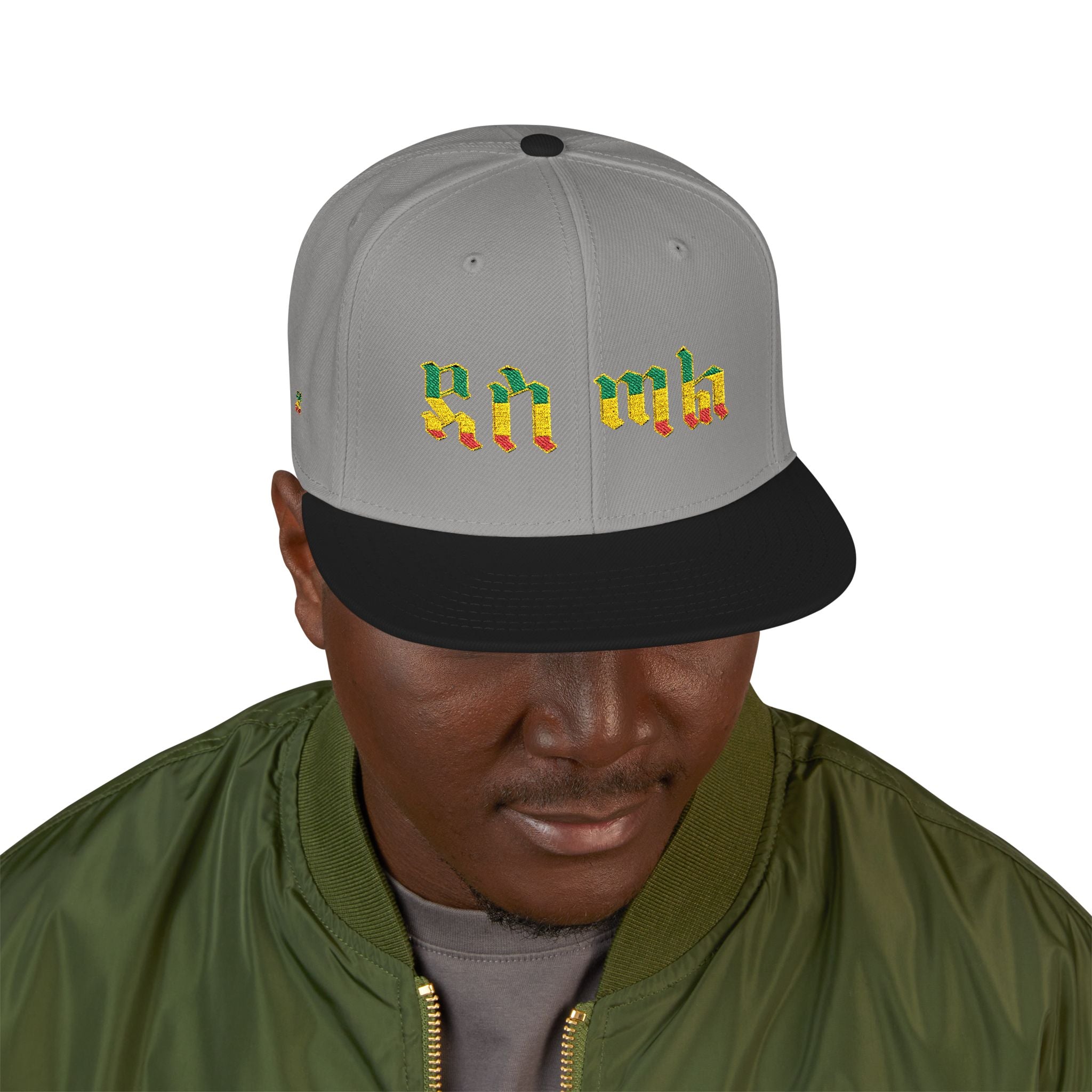 Rasta Embroidered Snapback Hat – Colorful Reggae Leaf Design