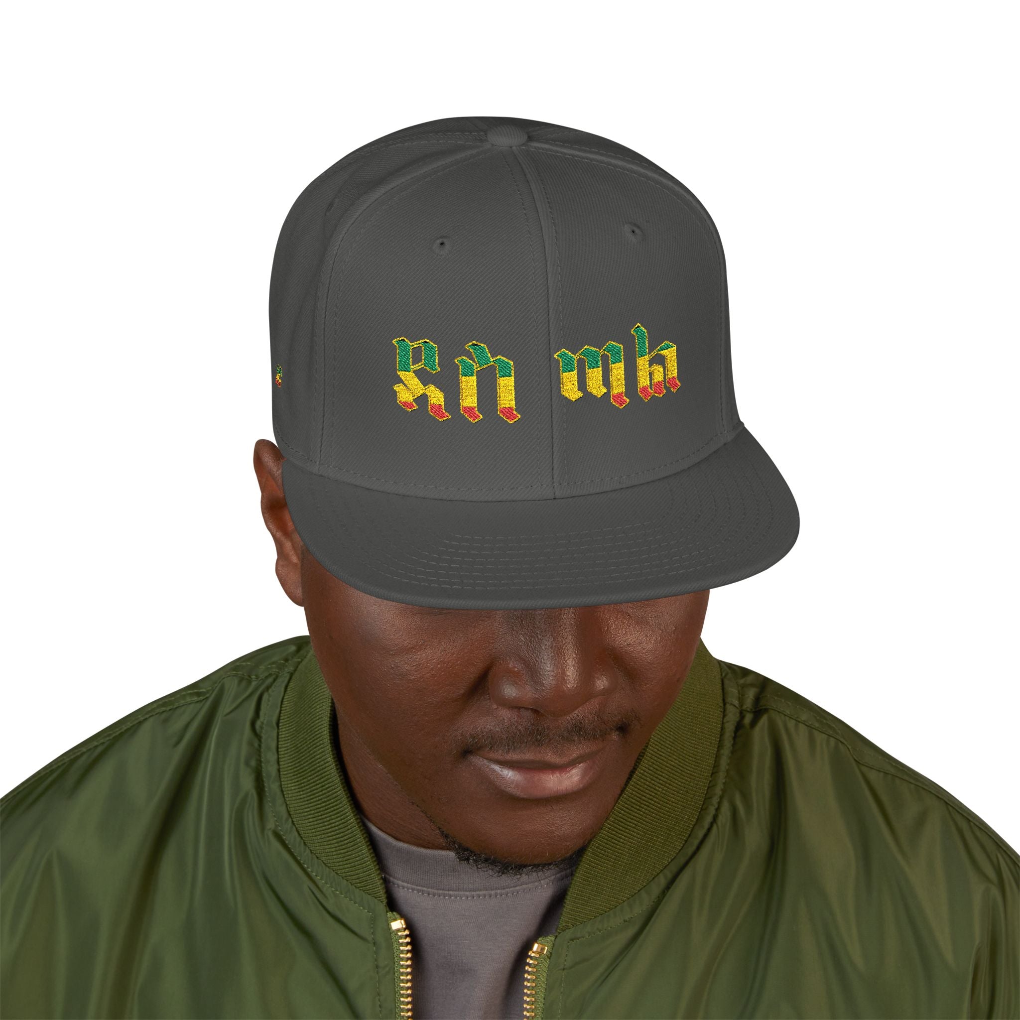 Rasta Embroidered Snapback Hat – Colorful Reggae Leaf Design