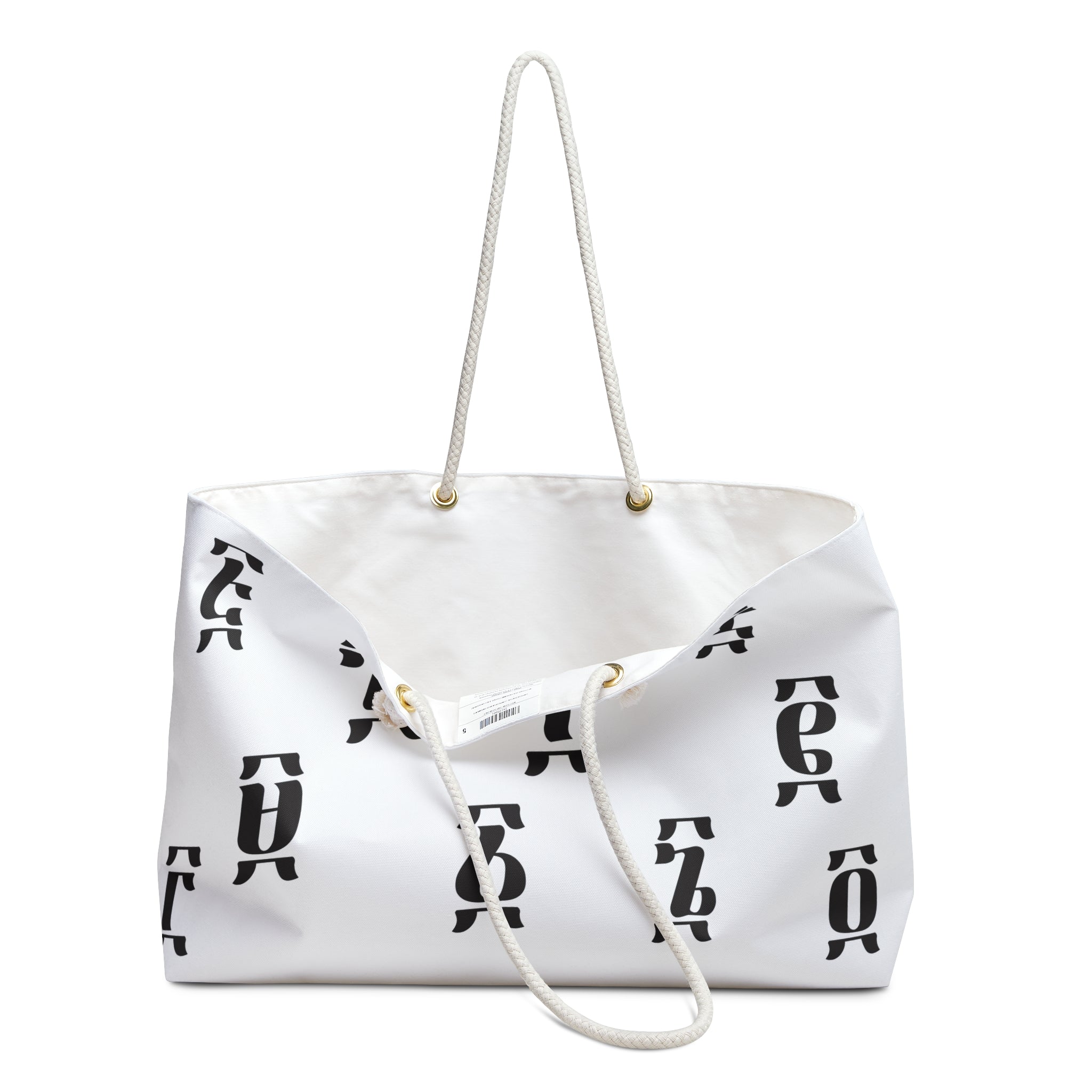 Minimalist Monogram Weekender Bag — Black Letter Pattern Tote